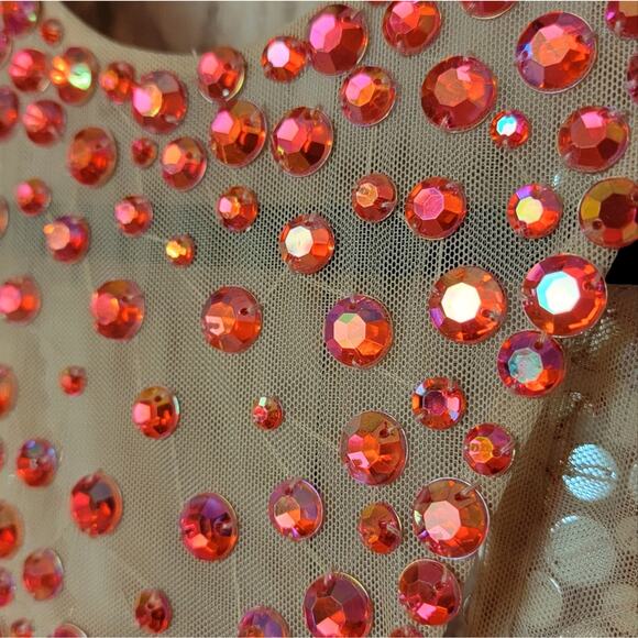 NWT Sherri Hill Rhinestone Halter Gown, Style # 50143 in Coral, Sz 6 - Picture 4 of 9